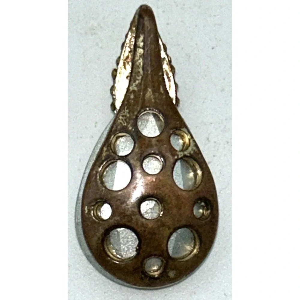 Vintage Champagne Gemstone Pendant‎ Faceted Glass Pear Cut Teardrop 1.5